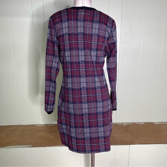 ModCloth Red Plaid Check Punk Grunge Preppy Academia Retro Dress Large‎ - Picture 2 of 5